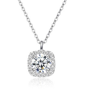Molenia Moissanite Necklace for Women, 1 CT D Color VVS1 Lab Diamond Pendant, 18K White Gold Plated 925 Sterling Silver, Hypoallergenic Jewelry - 1 of 4