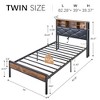 VECELO Twin/Full/Queen Size Metal Platform Bed, Bed Frame with Headboard & Footboard, Led Lights and USB Charging Station, Brown - 3 of 4