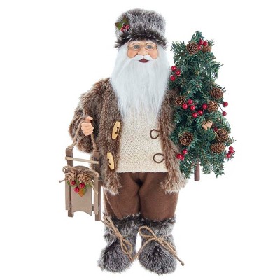 Kurt Adler 17-Inch Woodland Santa with Sled and Tree