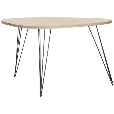 Transitional Triangular Light Beige Wood Coffee Table - 38"