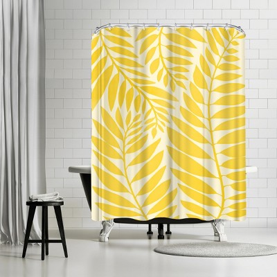 Americanflat Golden Yellow Leaves  by Modern Tropical 71" x 74" Shower Curtain