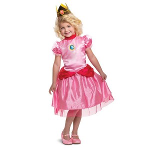 Toddler Super Mario Princess Peach Halloween Costume Dress with Headpiece - 1 of 4