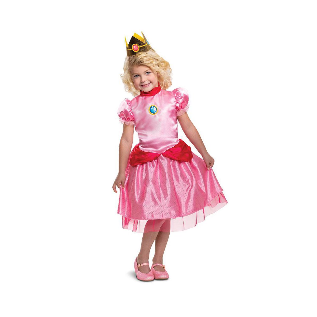 Nintendo Super Mario Princess Peach Toddler Halloween Costume Dress with Headpiece