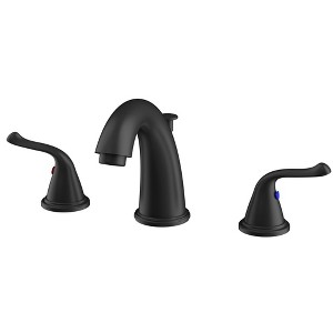 LOVMOR Widespread Bathroom Sink Faucet 3 Hole, Matte Black - 1 of 4