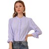 INSPIRE CHIC Women's Ruffle 3/4 Sleeve Solid Button Front Eyelet Embroidery Blouse Shirts - 3 of 4