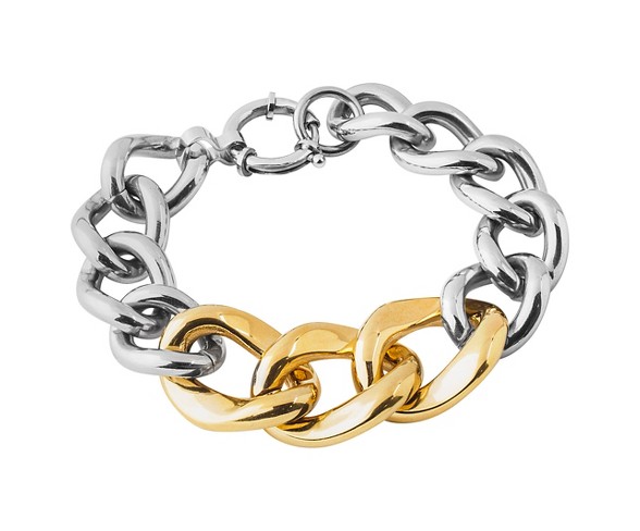 West Coast Jewelry Two-Tone Stainless Steel Curb Link Chain Bracelet
