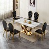 Large 70" Faux Marble Dining Table,Modern Rectangular Table with Stainless Steel Base,6–8 Person Table for Dining Room or Kitchen-Koia - 3 of 4