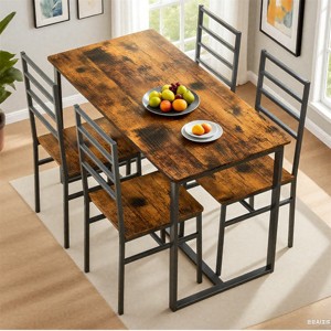 ELJGET 5-Piece Dining Table Set with 4 Chairs, MDF Tabletop with Metal Frame for Small Space, Compact Dinette, Breakfast Nook - 1 of 4
