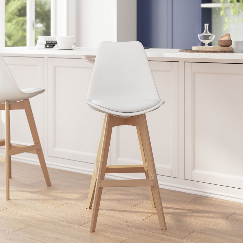 Flash Furniture Dana Set of 2 Commercial Grade Modern Counter Stools with Cushioned Seat and Wooden Frame, 3 of 13