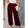 Clearlove Women's Plus Size Velvet Wide Leg Pants with Comfort Waistband Elastic Waist Casual Trouser - 4 of 4