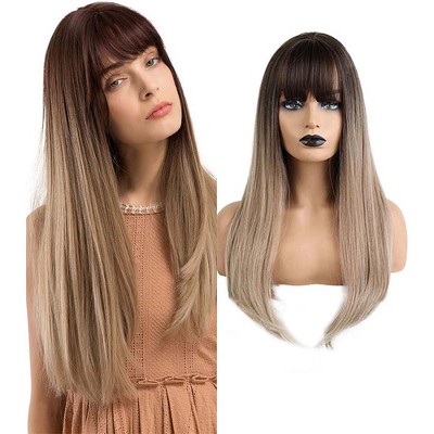 Jessie's Wig 24 Inch Straight Wig Synthetic Wig for Women Brown to Blonde Ombre Color 1Pc/Pack
