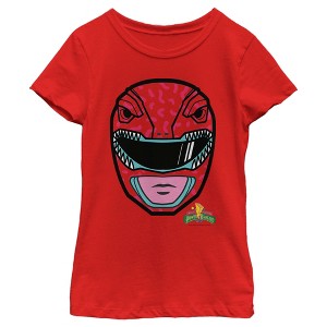 Girl's Power Rangers Red Ranger Helmet T-Shirt - 1 of 4