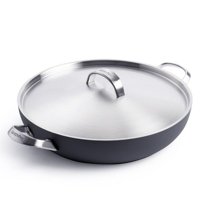 GreenPan Paris Pro 11" Hard Anodized Healthy Ceramic Frypan with 2 Handles and Stainless Steel Lid