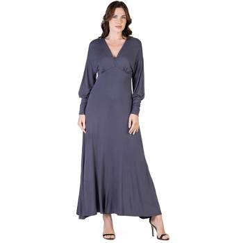 V-Neck Long Sleeve Maxi Womens Dress