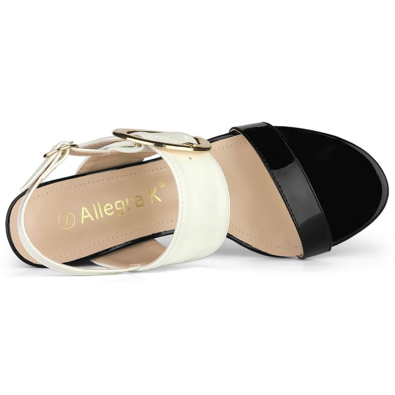 Allegra K Women's Contrast Color Slingback Block High Chunky Heel Sandals, 6 of 10