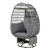 Nellie Patio Wicker Swivel Chairs, Rocking Function Egg Patio Chair with Cushions, Outdoor Furniture - Maison Boucle - 3 of 4