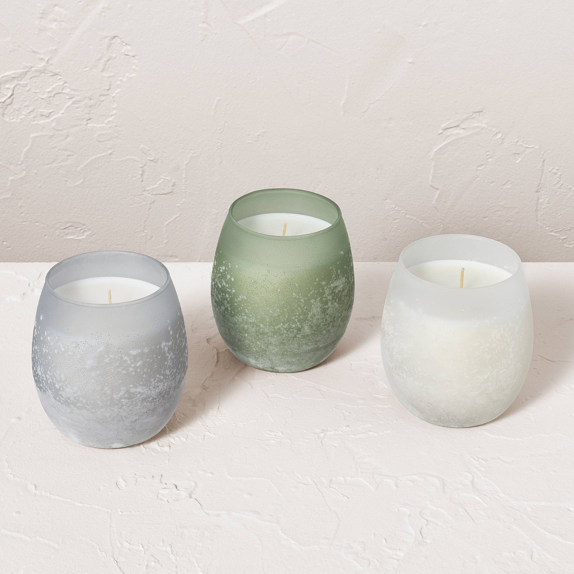 3pk Glass Colored Salted Jar Candle Set - Casaluna™