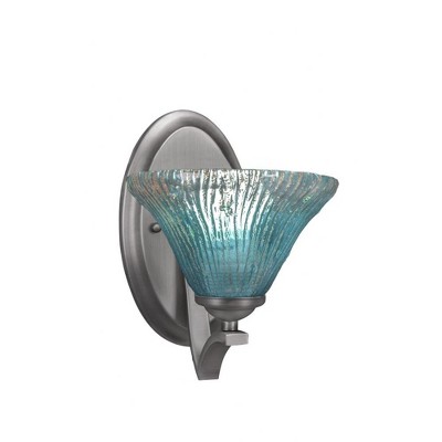 Toltec Lighting Zilo 1 - Light Sconce in  Graphite with 7" Teal Crystal Shade