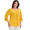 Agnes Orinda Women's Plus Size Hollow Out Gathered Patchwork Long Sleeve Pleated Tunics Casual Blouse - 2 of 4