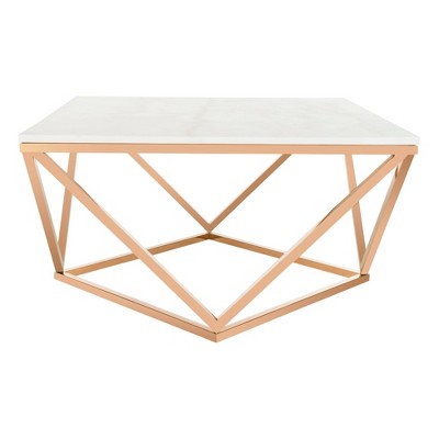 Topeka Marble Top Cocktail Table Rose Gold - Safavieh