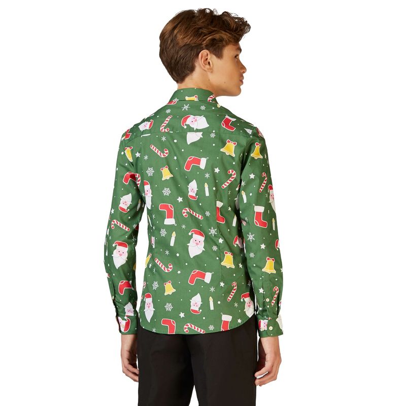 OppoSuits Teen Boys Christmas Shirt - Santaboss - Green, 2 of 4