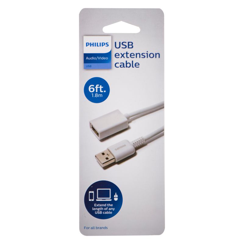 Philips 6' USB Extension Cable - White, 5 of 8