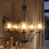 LNC Ellan 5-Light  24" Modern Candlestick Medium Chandelier, Matte Black with Clear Glass Globe Shade - 2 of 4