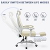 Ergonomic Office Chair,Swivel Task Chair with Adjustable Lumbar Support,Home Office Chair with Footrest,Mesh High Back Gaming Chair, White - 2 of 4