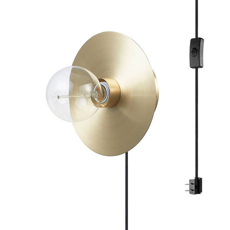 Courtney 1-Light Brass Finish Plug-In or Hardwire Wall Sconce - Globe Electric, 1 of 9