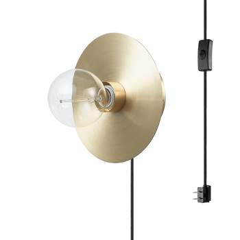 Courtney 1-Light Brass Finish Plug-In or Hardwire Wall Sconce - Globe Electric