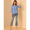 INSPIRE CHIC Women's Ruffle 3/4 Bell Sleeve Top V-Neck Casual Swiss Dots Blouse Shirts - 3 of 4