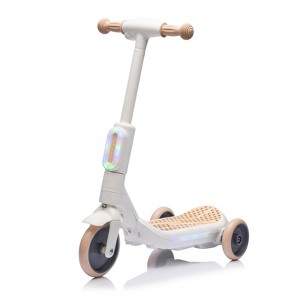 INFURNIC Kick Scooters 2in1 Kids Ride On Scooter with Three Wheels Wider Pedal and Colorful Lights, White, 24.8"*12.2"*27.2" - 1 of 4