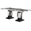 HomeRoots 82" Black and White Faux Marble and Wood Double Pedestal Base Dining Table - 4 of 4