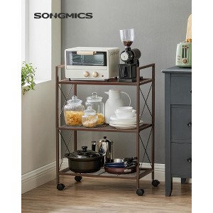 3-Tier Industrial Metal Storage Rack with Wheels - 23.6" Wide Mesh Shelving Unit for Kitchen, Bathroom, Entryway - 1 of 4