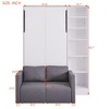 Full/Twin Size Murphy Bed Wall Bed with 3/2 Seat Sofa and Storage Shelves, White+Gray -ModernLuxe - 4 of 4