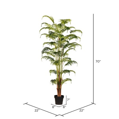 Elegant 70" Lifelike Potted Fern Floor Plant in Sleek Black Planter