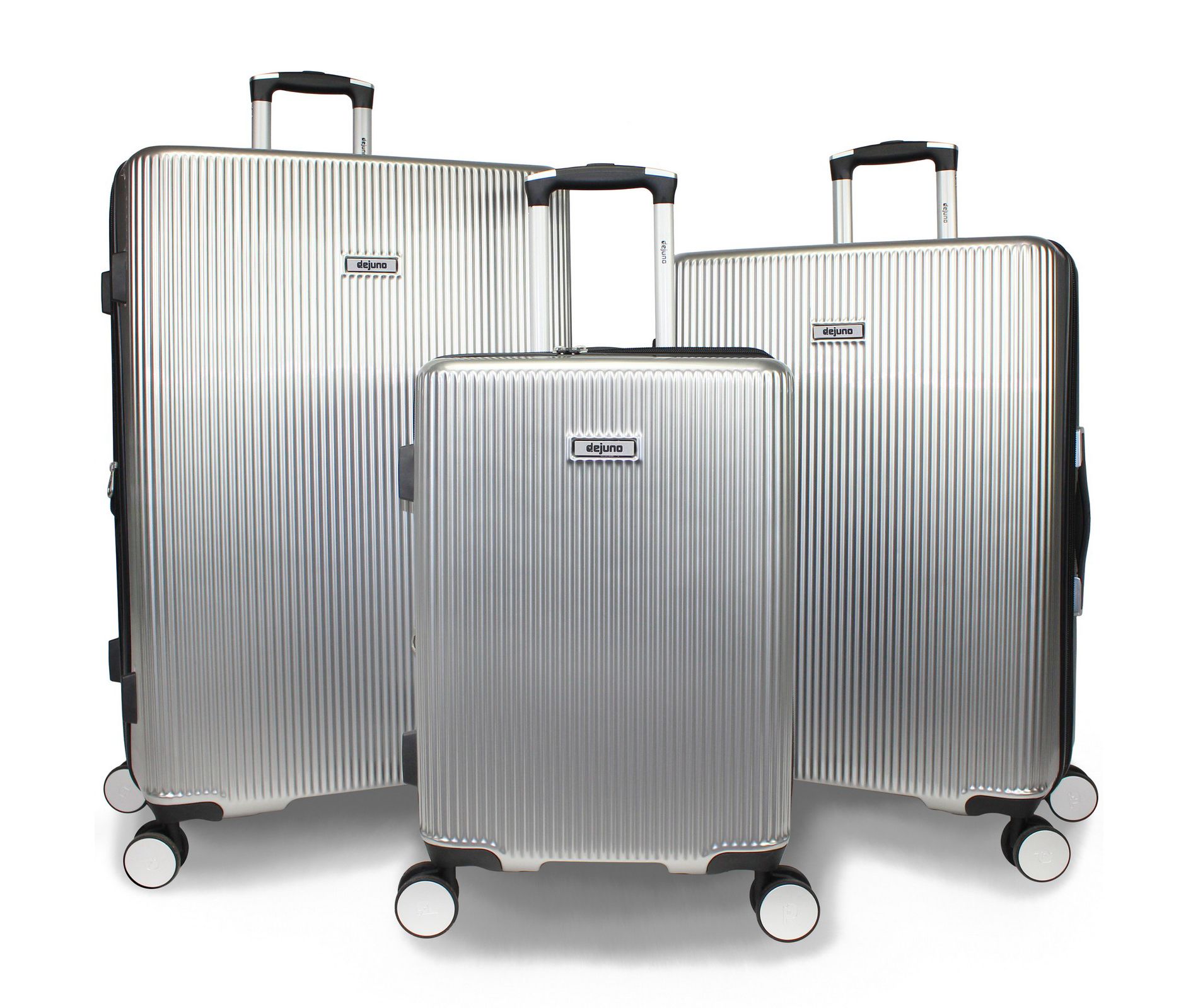 World Traveler Dejuno Monarch 3-Piece Lightweight Hardside Polycarbonate Expandable Spinner Luggage Set with TSA Lock - Titanium