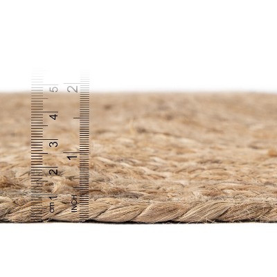 Handmade Braided Square Jute Rug in Natural White, Stain-Resistant and Easy Care