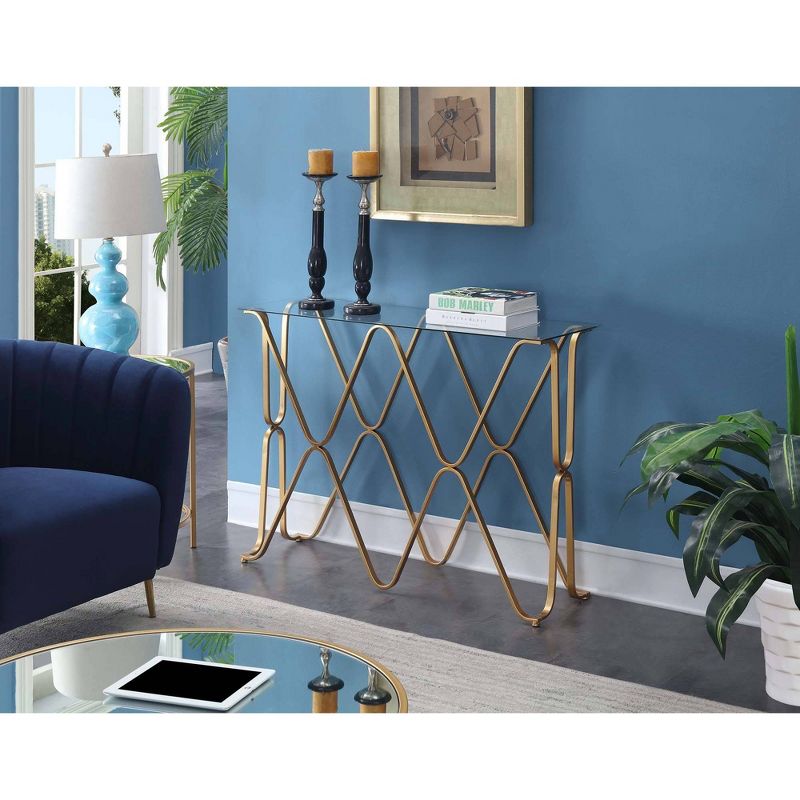 Neptune Console Table Glass Top/Gold - Breighton Home, 3 of 6