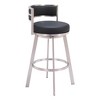 HomeRoots 31" Black And Silver Faux Leather And Stainless Steel Low Back Bar Height Swivel Bar Chair - 4 of 4