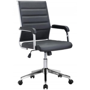 Office Chair 38.2–41.3"H Black – Tufted Faux Leather Upholstery with Chrome Steel Frame, Modern Adjustable Swivel Seating by Zuo Modern - 1 of 4