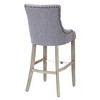 WestinTrends 29" Linen Tufted Buttons Upholstered Wingback Bar Stool (Set of 3) - 4 of 4