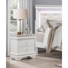 Vynxaria Traditional 1pc Nightstand - White Finish, 3 Drawers (1 Felt-Lined), Faux Alligator Embossed Fronts, Faux Crystal Knobs, Wood/Engineered Wood - 4 of 4