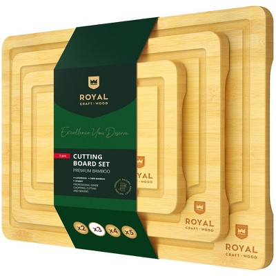 Royal Craft Wood Bamboo Cutting Board for Kitchen - Cutting Board Set for  Meat, Fruit, Veggies & Appetizers Serving Boards (Set of 3, Natural) 