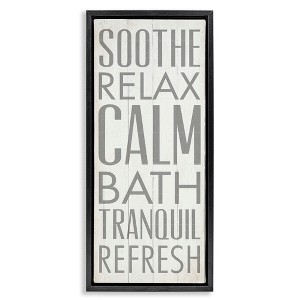 Stupell Industries Soothe Calm Relax Bath Bathroom Black Framed Floater Canvas Wall Art - 1 of 4