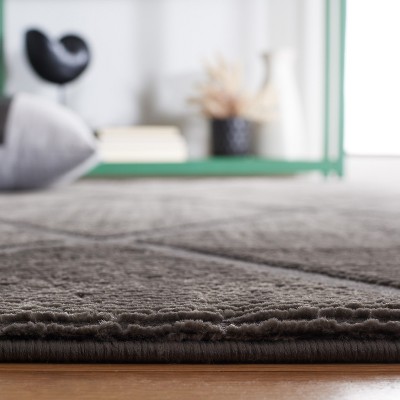 Charcoal Gray Geometric Pattern Synthetic Area Rug