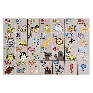 Padded Velvet Fleece Polyester Rug - Low Pile, Non-Slip, Easy-Clean, Ideal for Kids' Rooms - Antistatic, Durable - 39.5 x 59 Inches - Alphabet - 1 of 4
