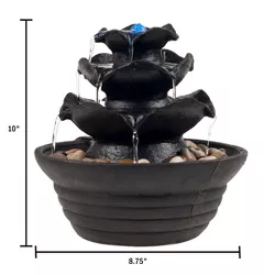 Nature Spring 3-Tier Indoor Water Fountain With LED Lights and Rocks - 8.75" x 10"