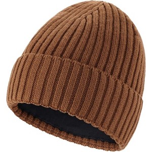 ZUPPAD Adult General Sizing Fleece Lined Cuffed Beanie Hat for Men Women Knitted Winter Wool Beanies Skull Cap Warm Watch Hats 1 Pack - 1 of 4