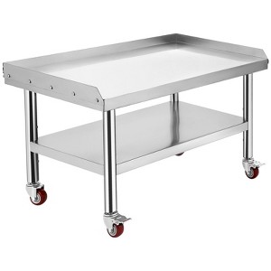 Equipment Grill Stand Table|Stainless Steel -1000 lbs Top Shelf, 220 lbs Bottom Shelf|Adjustable Legs with 2"Edge Baffle|Ideal for Kitchens - 1 of 4